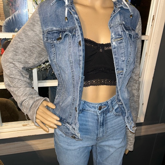 Free People hooded denim jacket M - Picture 2 of 7